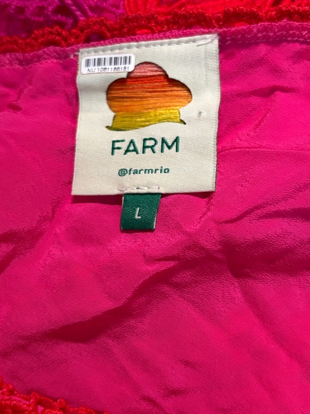 Farm Rio Guipuire Lace One-Shoulder Maxi Dress Size L - Picture 14 of 15